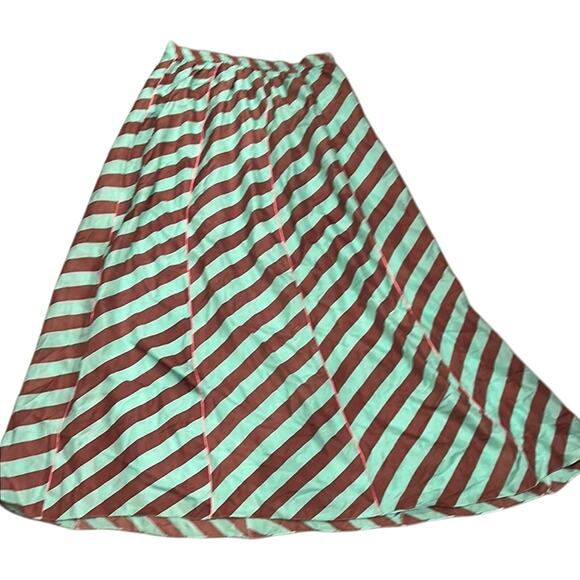 Anupamaa 100% Silk Striped Green Anthropologie Terra Women's Maxi Skirt Size Med - Picture 7 of 8